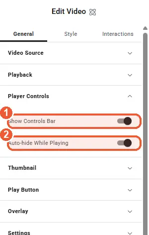 Player controls settings