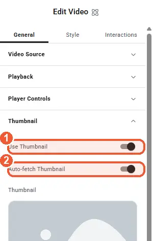 Thumbnail settings