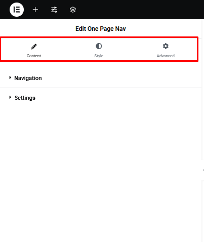 One Page Navigation Setting