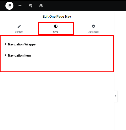 One Page Nav Style Setting